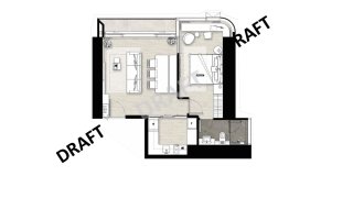 Apartment floor plan, 1 bedroom in Once Wongamat No. 11007