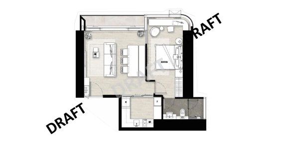 Apartment floor plan, 1 bedroom in Once Wongamat No. 11007 (2D)