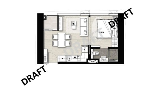 Apartment floor plan, 1 bedroom in Once Wongamat No. 11006 (2D)