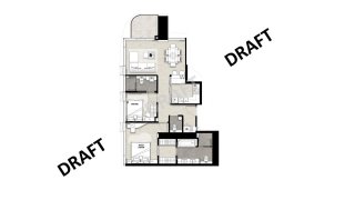 Apartment floor plan, 2 bedrooms in Once Wongamat No. 11008