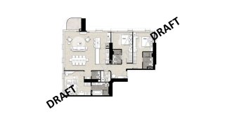 Apartment floor plan, 3 bedrooms in Once Wongamat No. 11010
